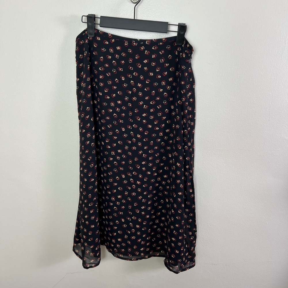 NWT - Vintage Eddie Bauer Black Geometric Print Midi Skirt Size 12 Lined